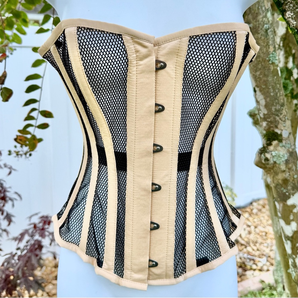 Corset Story Black Mesh Steel Boned Underbust Corset Top Small